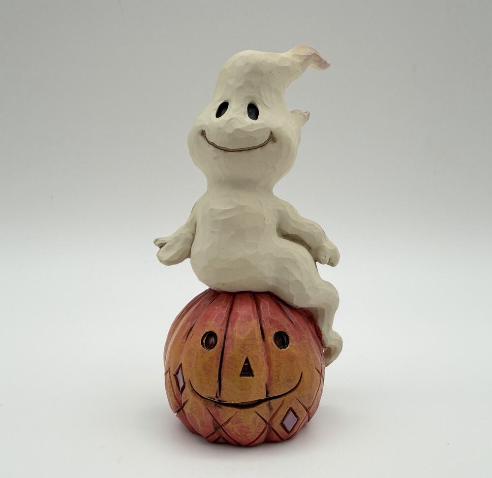 Jim Shore Halloween Ghost and Pumpkin 4” Mini Figurine 6004329 Heartwood Creek